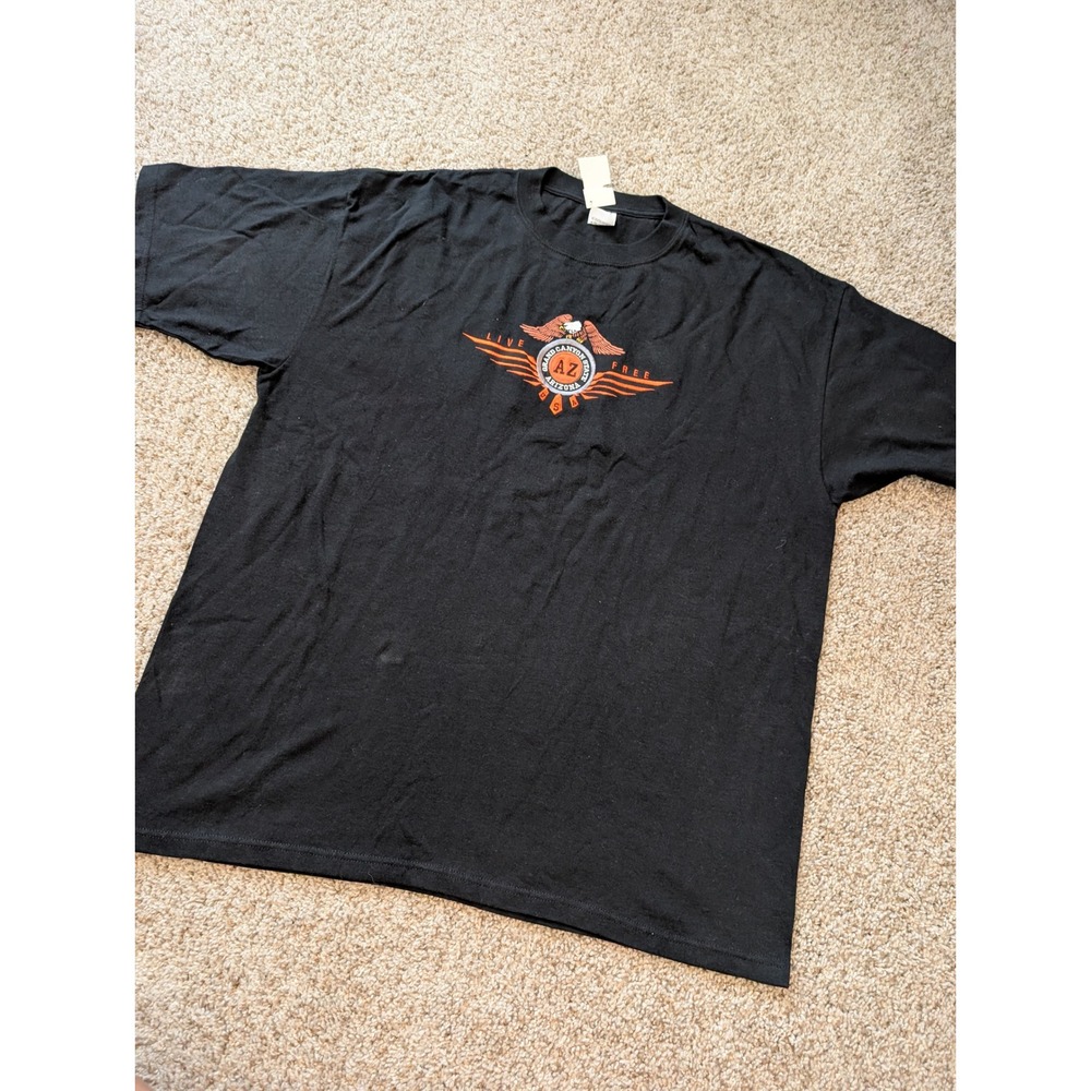 Anvil Mens Arizona Grand Canyon State Embroidered Eagle T-Shirt Black 2XL NEW